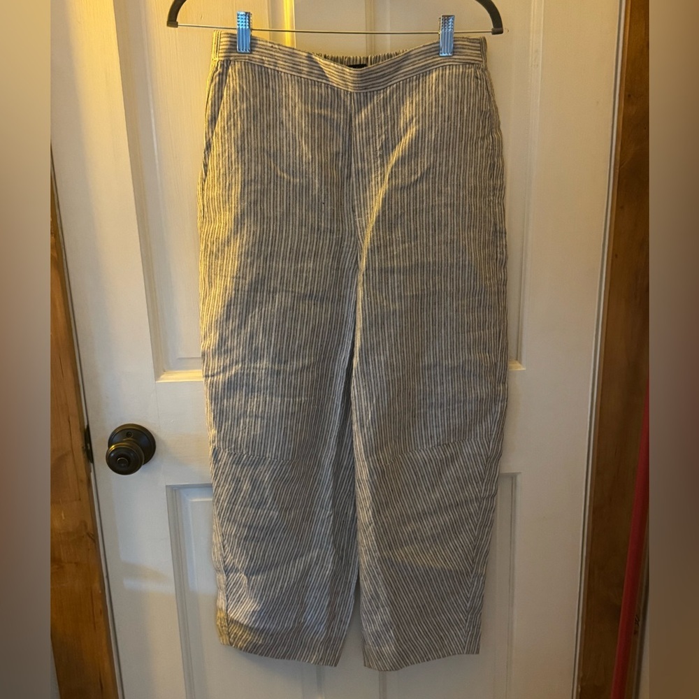 NWT Madewell blue/white pull-on barrel leg pants in 100% linen sz Small - Picture 5 of 10